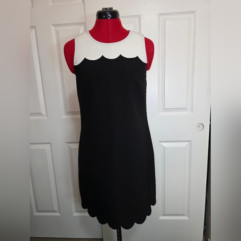 J. Crew Black and White Scallop Mini Dress